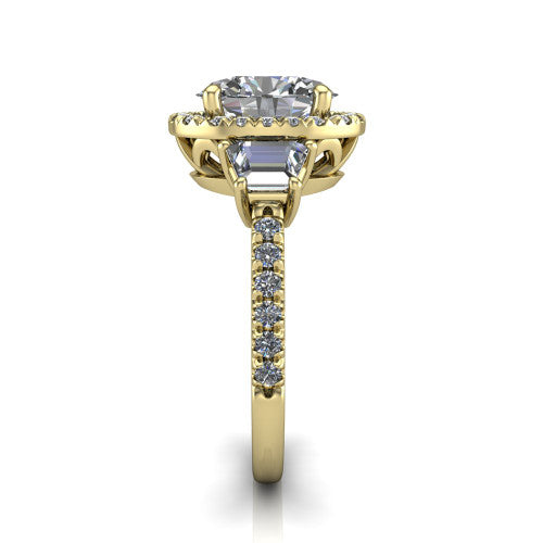 Amira Oval Shape Halo Engagement Ring in 18K Yellow Gold