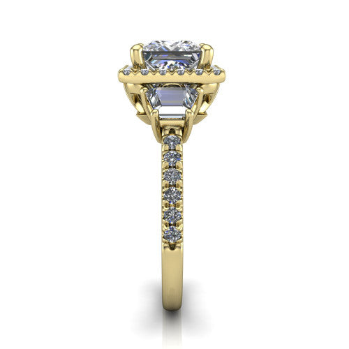 Amira Princess Shape Halo Engagement Ring in 18K Yellow Gold