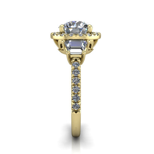 Amira Round Shape Halo Engagement Ring in 18K Yellow Gold