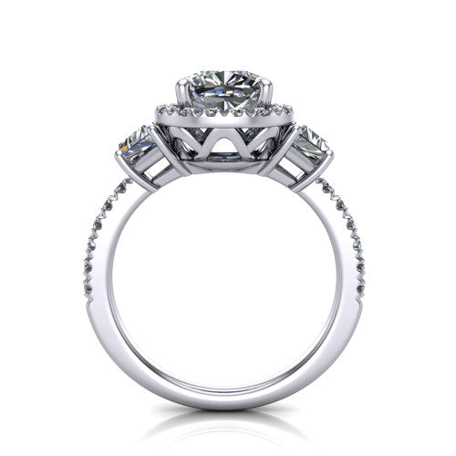 Amira Cushion Shape Halo Engagement Ring in 14K White Gold