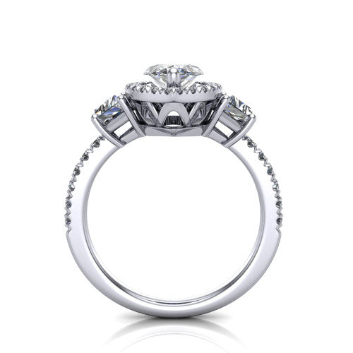 Amira Marquise Shape Halo Engagement Ring in 18K White Gold