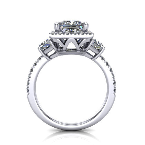 Amira Princess Shape Halo Engagement Ring in Platinum