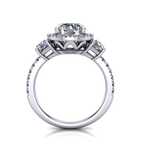 Amira Round Shape Halo Engagement Ring in Platinum