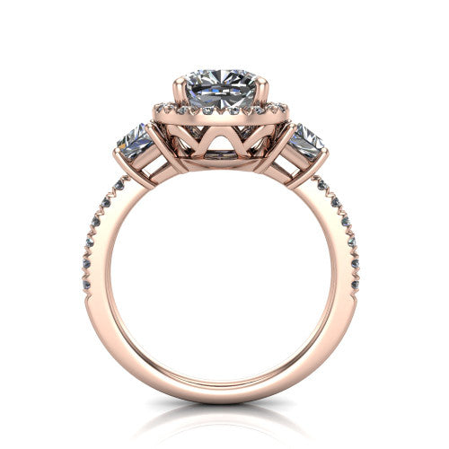 Amira Cushion Shape Halo Engagement Ring in 14K Rose Gold