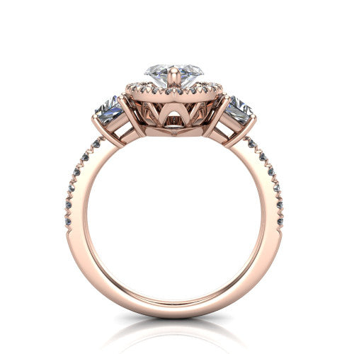 Amira Marquise Shape Halo Engagement Ring in 14K Rose Gold
