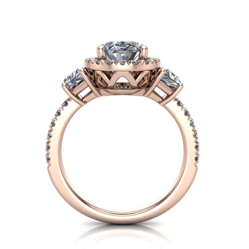 Amira Oval Shape Halo Engagement Ring in 18K Rose Gold