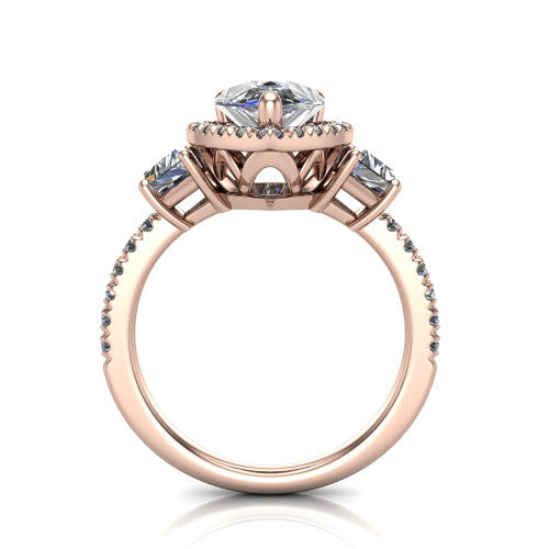 Amira Pear Shape Halo Engagement Ring in 18K Rose Gold