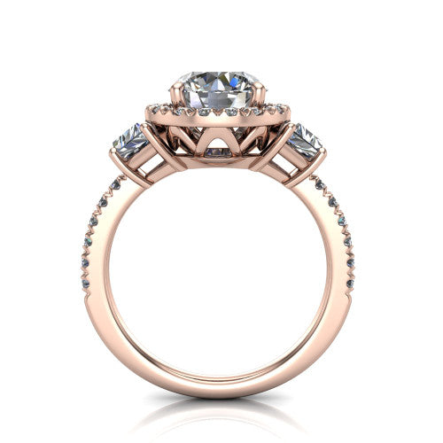 Amira Round Shape Halo Engagement Ring in 14K Rose Gold