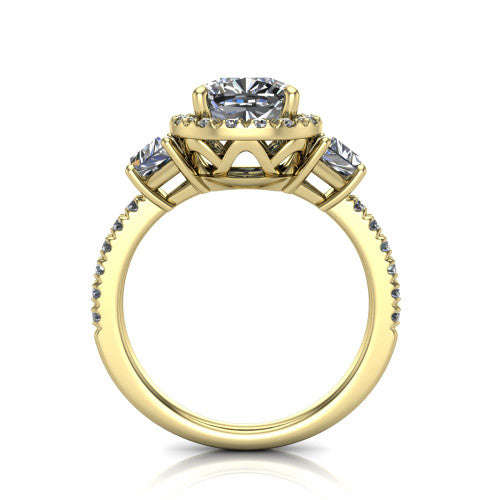 Amira Cushion Shape Halo Engagement Ring in 18K Yellow Gold