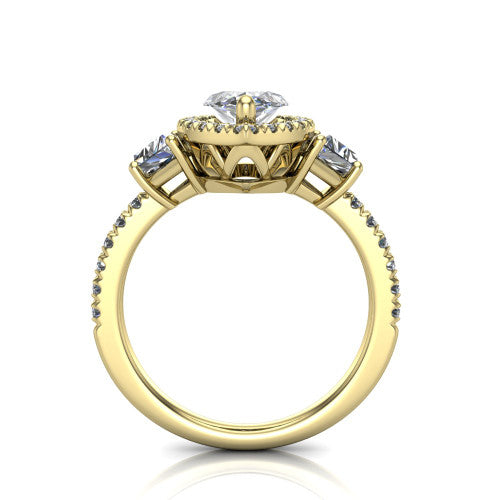 Amira Marquise Shape Halo Engagement Ring in 18K Yellow Gold