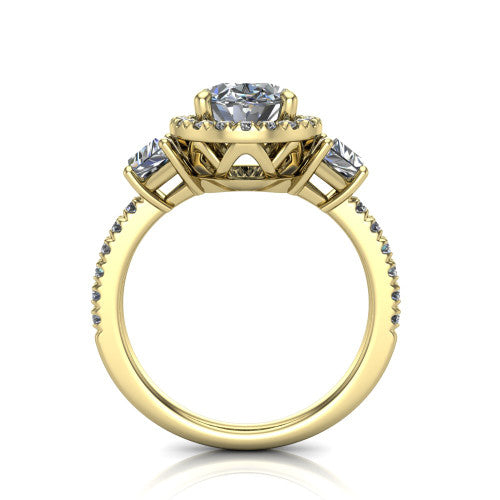 Amira Oval Shape Halo Engagement Ring in 18K Yellow Gold