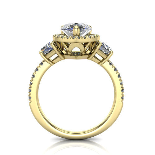 Amira Pear Shape Halo Engagement Ring in 14K Yellow Gold