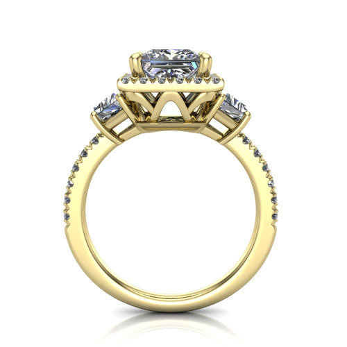 Amira Princess Shape Halo Engagement Ring in 18K Yellow Gold