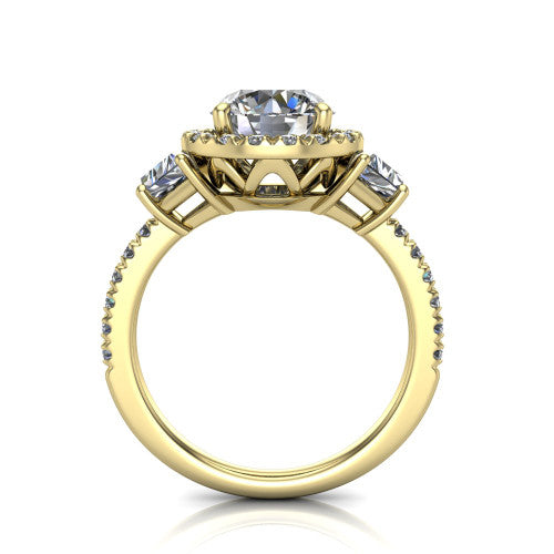 Amira Round Shape Halo Engagement Ring in 18K Yellow Gold