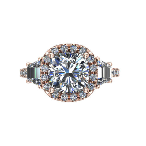 Amira Cushion Shape Halo Engagement Ring in 18K Rose Gold