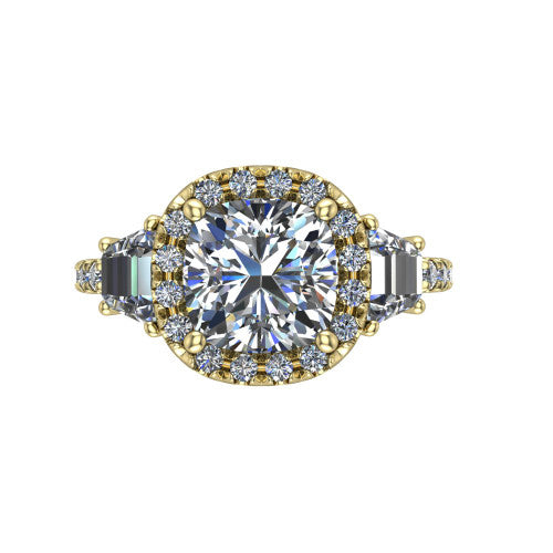 Amira Cushion Shape Halo Engagement Ring in 14K Yellow Gold