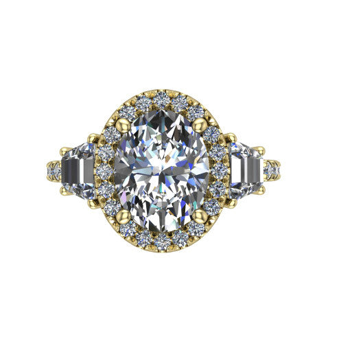 Amira Oval Shape Halo Engagement Ring in 14K Yellow Gold