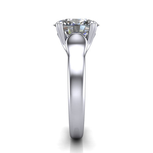 Faith oval classic engagement ring in 14K White Gold, side profile showing the cathedral setting and polished band in side view