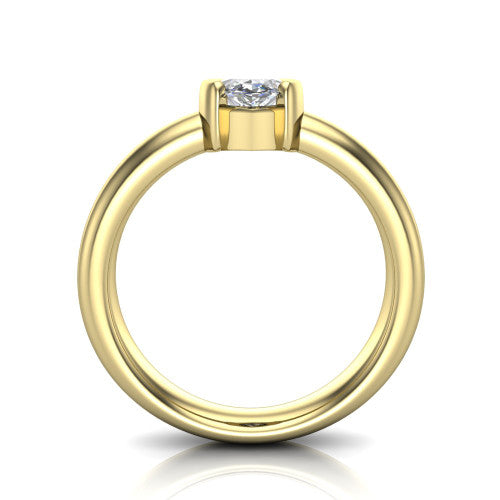 Morgan marquise classic engagement ring in 14K Yellow Gold, through-finger front profile showing the half-bezel setting and wide band from the front