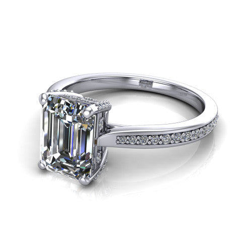 True Emerald Shape Classic Engagement Ring in Platinum