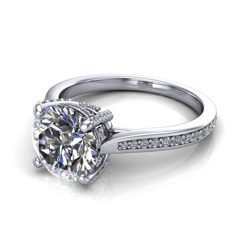 True Round Shape Classic Engagement Ring in Platinum