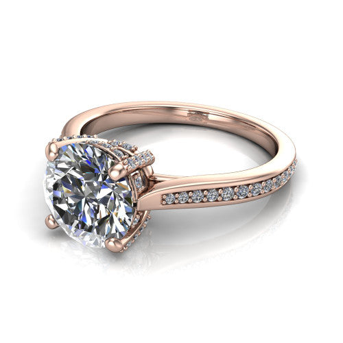 True Round Shape Classic Engagement Ring in 18K Rose Gold