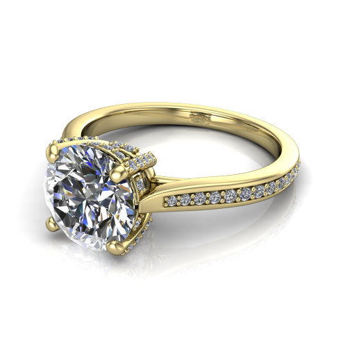 True Round Shape Classic Engagement Ring in 14K Yellow Gold