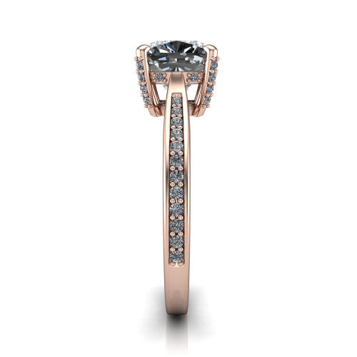 True Cushion Shape Classic Engagement Ring in 14K Rose Gold