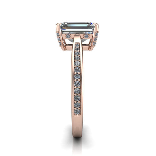 True Emerald Shape Classic Engagement Ring in 14K Rose Gold