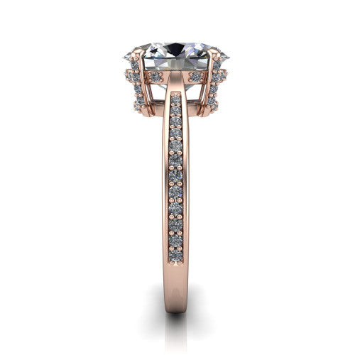 True Oval Shape Classic Engagement Ring in 14K Rose Gold