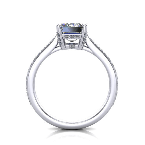 True Emerald Shape Classic Engagement Ring in 14K White Gold