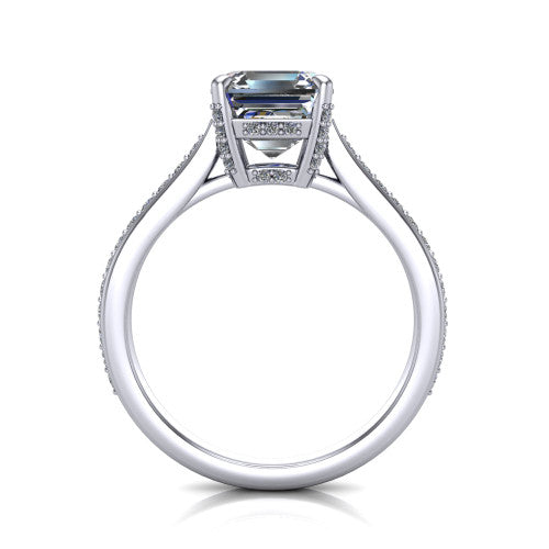 True Square Emerald Shape Classic Engagement Ring in Platinum