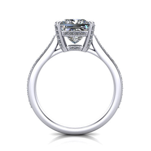 True Princess Shape Classic Engagement Ring in 18K White Gold