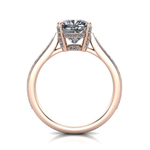 True Cushion Shape Classic Engagement Ring in 18K Rose Gold