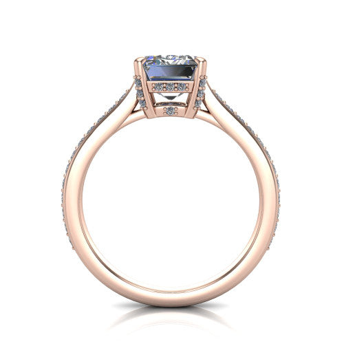 True Emerald Shape Classic Engagement Ring in 14K Rose Gold