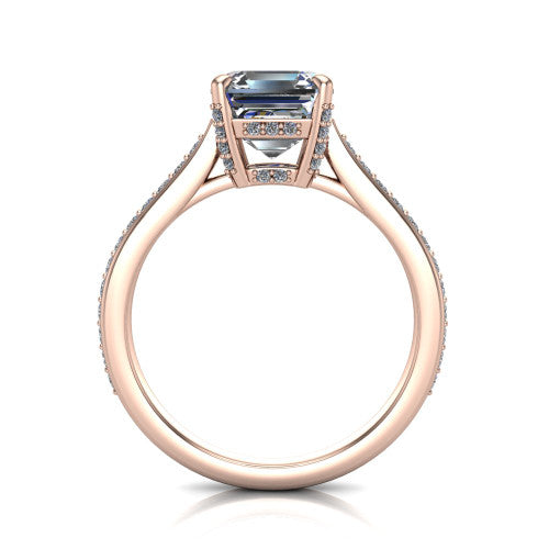 True Square Emerald Shape Classic Engagement Ring in 14K Rose Gold
