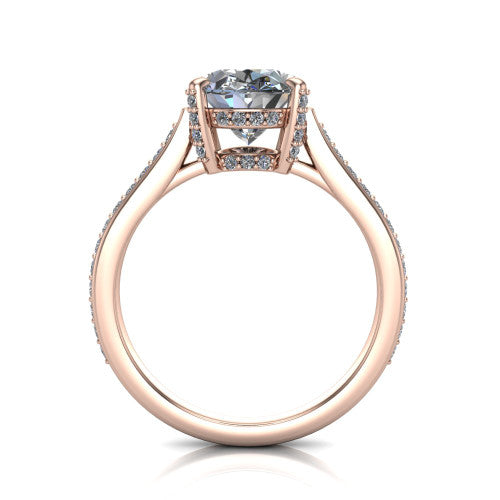 True Oval Shape Classic Engagement Ring in 14K Rose Gold