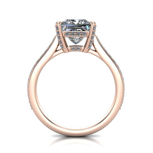 True Princess Shape Classic Engagement Ring in 14K Rose Gold