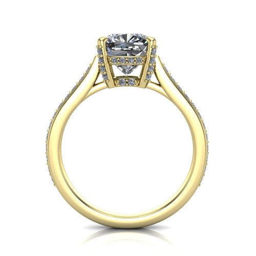 True Cushion Shape Classic Engagement Ring in 14K Yellow Gold