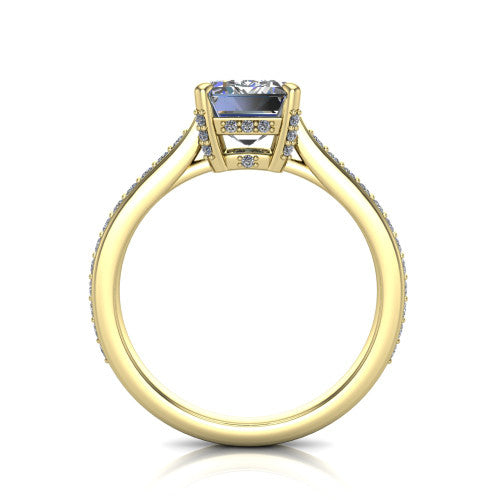 True Emerald Shape Classic Engagement Ring in 18K Yellow Gold