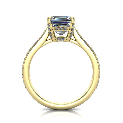 True Square Emerald Shape Classic Engagement Ring in 18K Yellow Gold