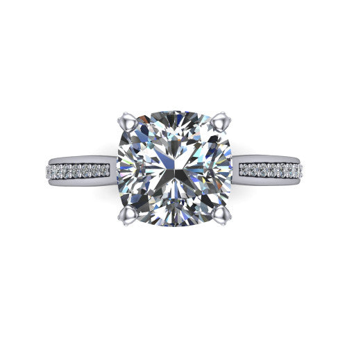 True Cushion Shape Classic Engagement Ring in Platinum