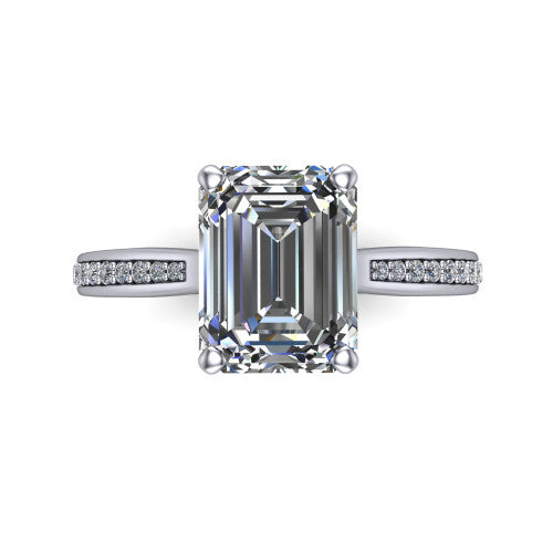 True Emerald Shape Classic Engagement Ring in Platinum