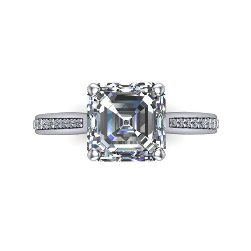 True Square Emerald Shape Classic Engagement Ring in Platinum