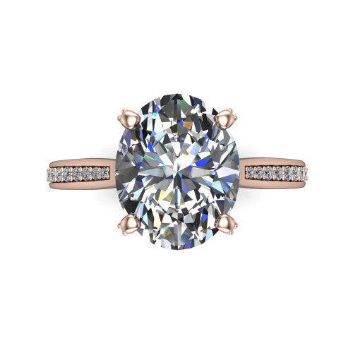 True Oval Shape Classic Engagement Ring in 18K Rose Gold