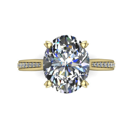 True Oval Shape Classic Engagement Ring in 18K Yellow Gold
