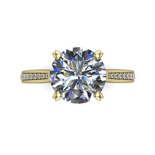 True Round Shape Classic Engagement Ring in 18K Yellow Gold