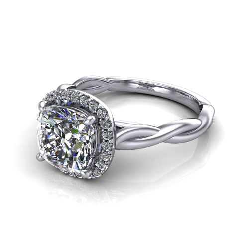 Alora Cushion Shape Halo Engagement Ring in 14K White Gold