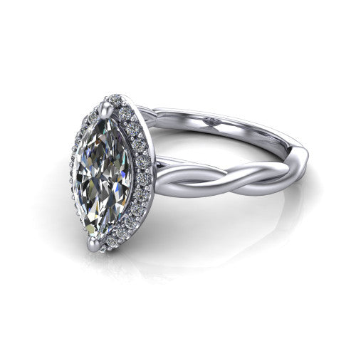 Alora Marquise Shape Halo Engagement Ring in Platinum