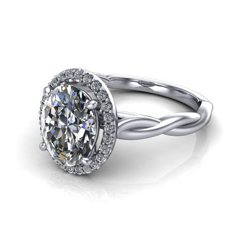Alora Oval Shape Halo Engagement Ring in Platinum